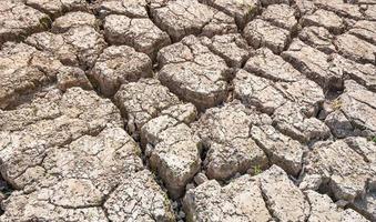 fond de texture de sol de sol fissuré séché, modèle de sécheresse manque d'eau de la nature ancienne cassée. photo
