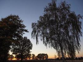 coucher du soleil dans le muensterland allemand photo