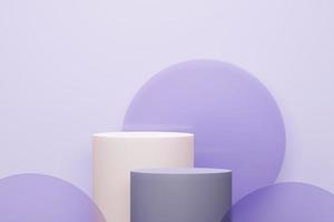 rendu 3d fond minimal vert pastel avec podium. plate-forme de scène violette pour la présentation et la publicité de produits cosmétiques. scène de studio avec socle de vitrine au design épuré. photo