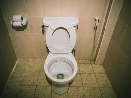 cuvette des toilettes dans une salle de bain.filtre vintage photo