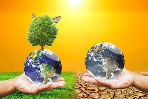 Image conceptuelle du réchauffement climatique montrant les effets de la terre sèche sur l'évolution de l'environnement photo