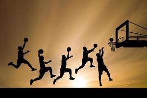 basketteur, silhouette, sauter photo