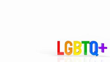 le texte lgbtq multicolore sur fond blanc pour le rendu 3d du concept transgenre photo