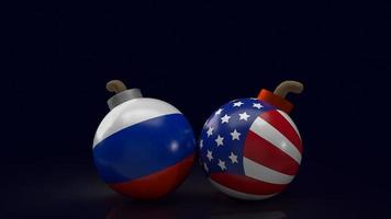 les états-unis et la russie bombardent pour le rendu 3d du concept d'affaires ou d'actualités photo