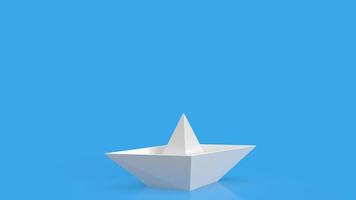 le bateau blanc sur fond bleu pour le rendu 3d du concept d'entreprise photo