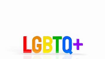 le texte lgbtq multicolore sur fond blanc pour le rendu 3d du concept transgenre photo