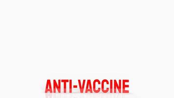 le texte rouge anti-vaccin sur fond blanc pour le rendu 3d du concept médical et de santé photo