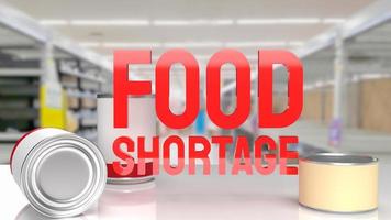 la pénurie alimentaire texte rouge sur l'image de l'étagère vide rendu 3d photo