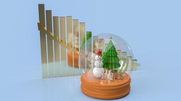 la boule de verre hiver décoration de noël saisonnière et tableau d'affaires pour le concept de vacances ou de célébration rendu 3d photo