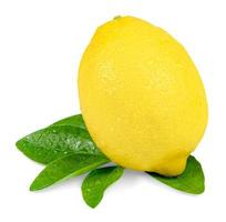 citron avec feuille isolé sur fond blanc, inclure un tracé de détourage photo