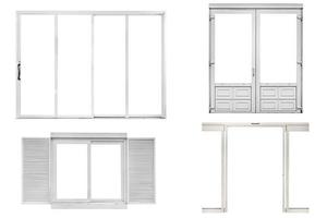 définir la fenêtre et la porte blanches isolées sur fond blanc photo