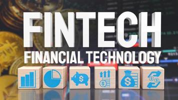 le mot fintech sur fond d'affaires pour le rendu 3d du concept technologique photo