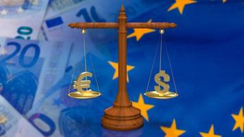 Le symbole euro et dollar pour l'équilibre du taux de change concept d'entreprise rendu 3d photo