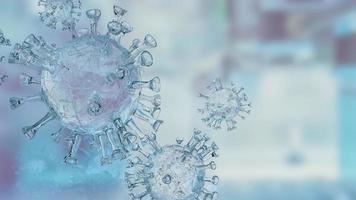 le virus en fond bleu pour le rendu 3d de concept médical ou scientifique photo