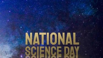 le texte d'or de la journée nationale de la science sur fond d'espace pour le rendu 3d du concept sci photo