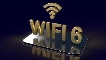 l'or wifi6 sur smartphone pour internet ou concept technologique rendu 3d photo