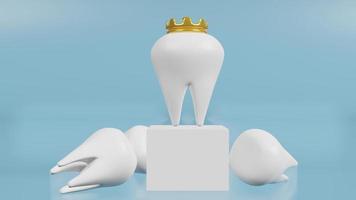 les dents blanches sur fond bleu pour le rendu 3d de contenu médical et de santé photo