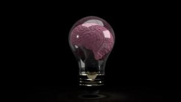 le cerveau à l'intérieur de l'ampoule pour l'éducation ou le contenu scientifique rendu 3d photo