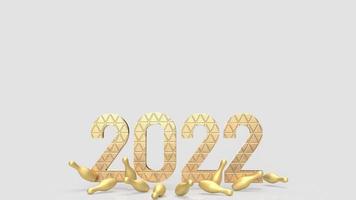 2022 et bowling en or pour le rendu 3d du concept d'affaires ou de vacances photo