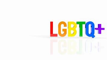 le texte lgbtq multicolore sur fond blanc pour le rendu 3d du concept transgenre photo