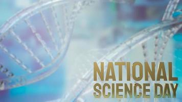 le texte d'or de la journée nationale de la science sur fond d'adn pour le rendu 3d du concept sci photo