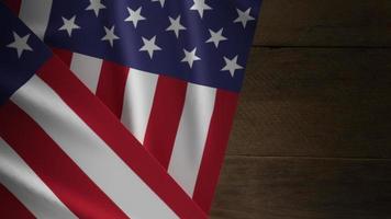 le drapeau des états-unis d'amérique sur bois pour le rendu 3d du concept de la fête de l'indépendance photo