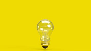 l'ampoule sur fond jaune pour l'éducation ou le rendu 3d de concept créatif photo
