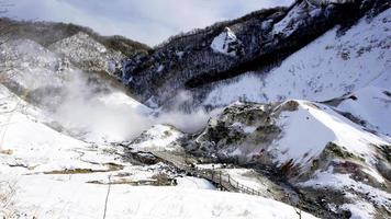 noboribetsu onsen et pont de la vallée de l'enfer points de vue hiver neige photo