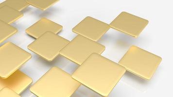 les plaques d'or volent sur fond blanc pour un rendu 3d abstrait. photo