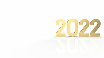 l'or 2022 sur fond blanc pour le rendu 3d du contenu de bonne année photo