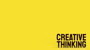 le mot de la pensée créative sur fond jaune pour le rendu 3d du concept d'idée photo