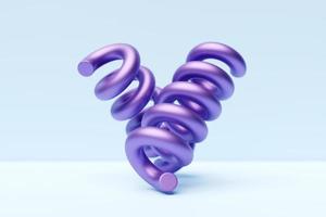 Rendu 3D d'un ressort en acier inoxydable violet sur fond blanc photo