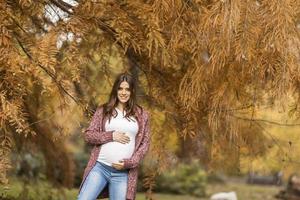 jeune femme enceinte dans le parc en automne photo