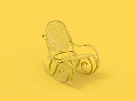 fauteuil à bascule rétro couleur unique jaune sur fond monochrome jaune. objet design minimaliste. icône de rendu 3d élément d'interface utilisateur ux. photo