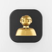 icône de l'homme d'or. Bouton clé carré noir de rendu 3d, élément d'interface ui ux. photo