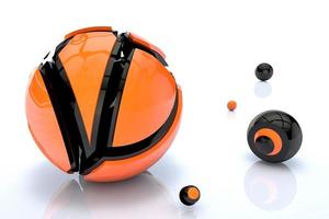 sphères 3d sur un fond blanc vide en orange photo