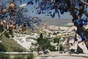 vallée des pigeons et arbre de perles mauvais œil en cappadoce photo