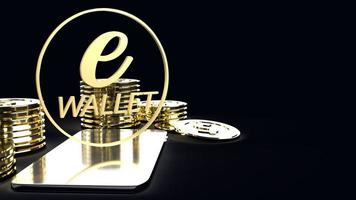 symbole mobile e portefeuille et pièces d'or rendu 3d pour le concept d'entreprise électronique. photo