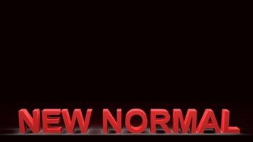 texte rouge nouveau normal sur fond noir rendu 3d. photo