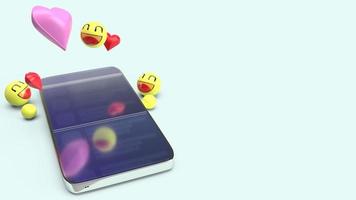 icône d'émotion de smartphone image de rendu 3d pour le concept de médias sociaux. photo