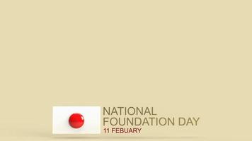 le drapeau japonais et le texte pour le rendu 3d de la journée de la fondation nationale du japon. photo