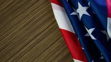 drapeau américain sur le contenu de la fête de l'indépendance du bois. photo