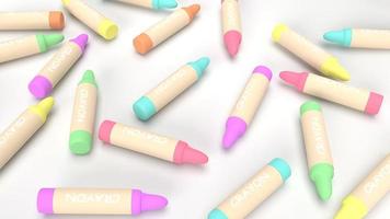 Crayons de rendu 3d multicolores pour le concept d'enfant. photo