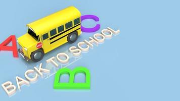 rendu 3d du bus scolaire pour le contenu de la rentrée scolaire. photo