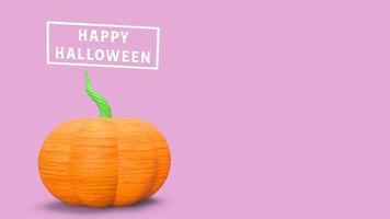rendu 3d dessin animé pop art citrouille sur fond rose pour le contenu d'halloween.