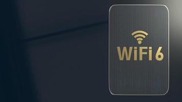 rendu 3d s'appuyant sur une tablette pour le concept wifi 6. photo