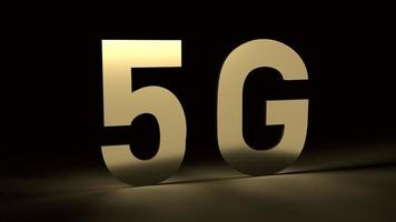 l'or 5g dans le rendu 3d sombre pour le contenu technologique. photo