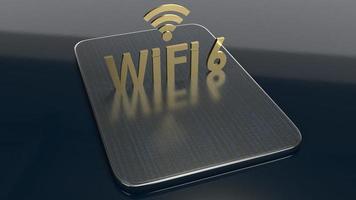 rendu 3d s'appuyant sur une tablette pour le concept wifi 6. photo