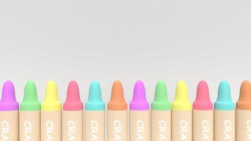 Crayons de rendu 3d multicolores pour le concept d'enfant. photo