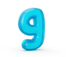 lettre g faite de liquide de gelée bleu aqua. alphabet 3d petites lettres illustration 3d photo